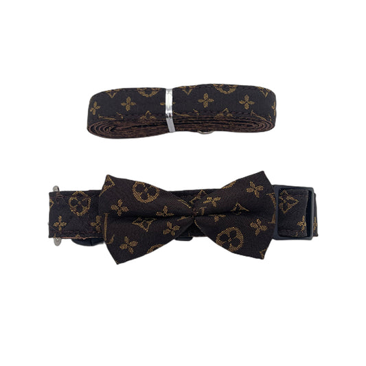 Collar and Lead Set - Brown Flower