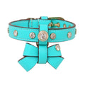 Rhinestone Genuine Leather Collar - Mint