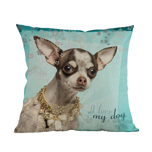 I Love My Dog Chihuahua Dog Pillow Cover
