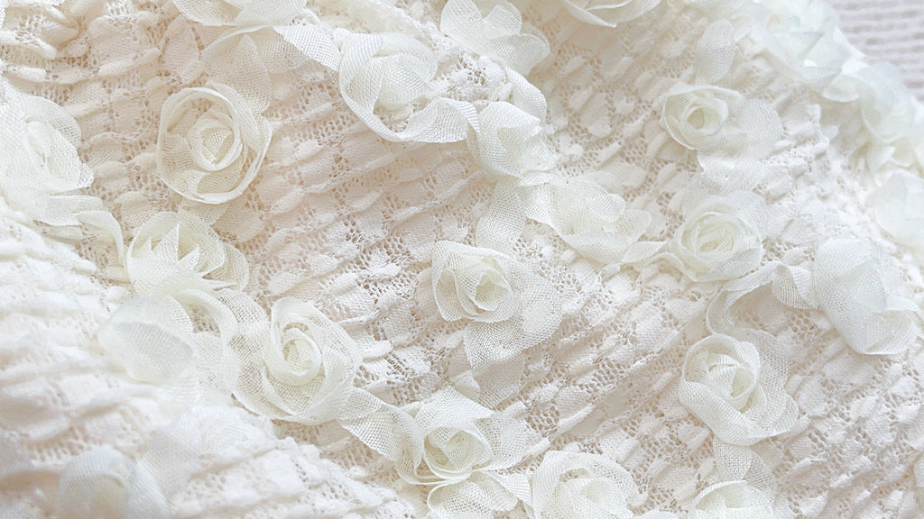 Tweed Rosette Dress - White