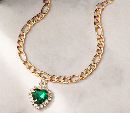 Heart Dog Necklace - Emerald Green