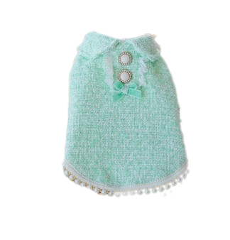 Pearl Edge Tweed Vest Jacket - Mint