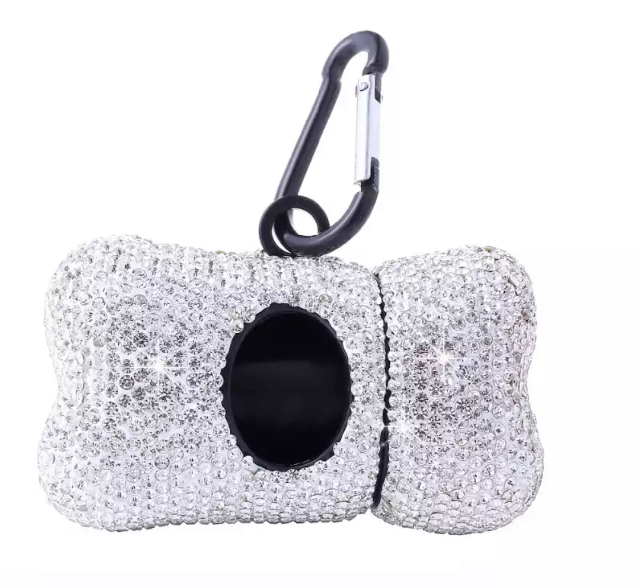 Bling Rhinestone ABS Dog Poop Bag Dispenser - Silver