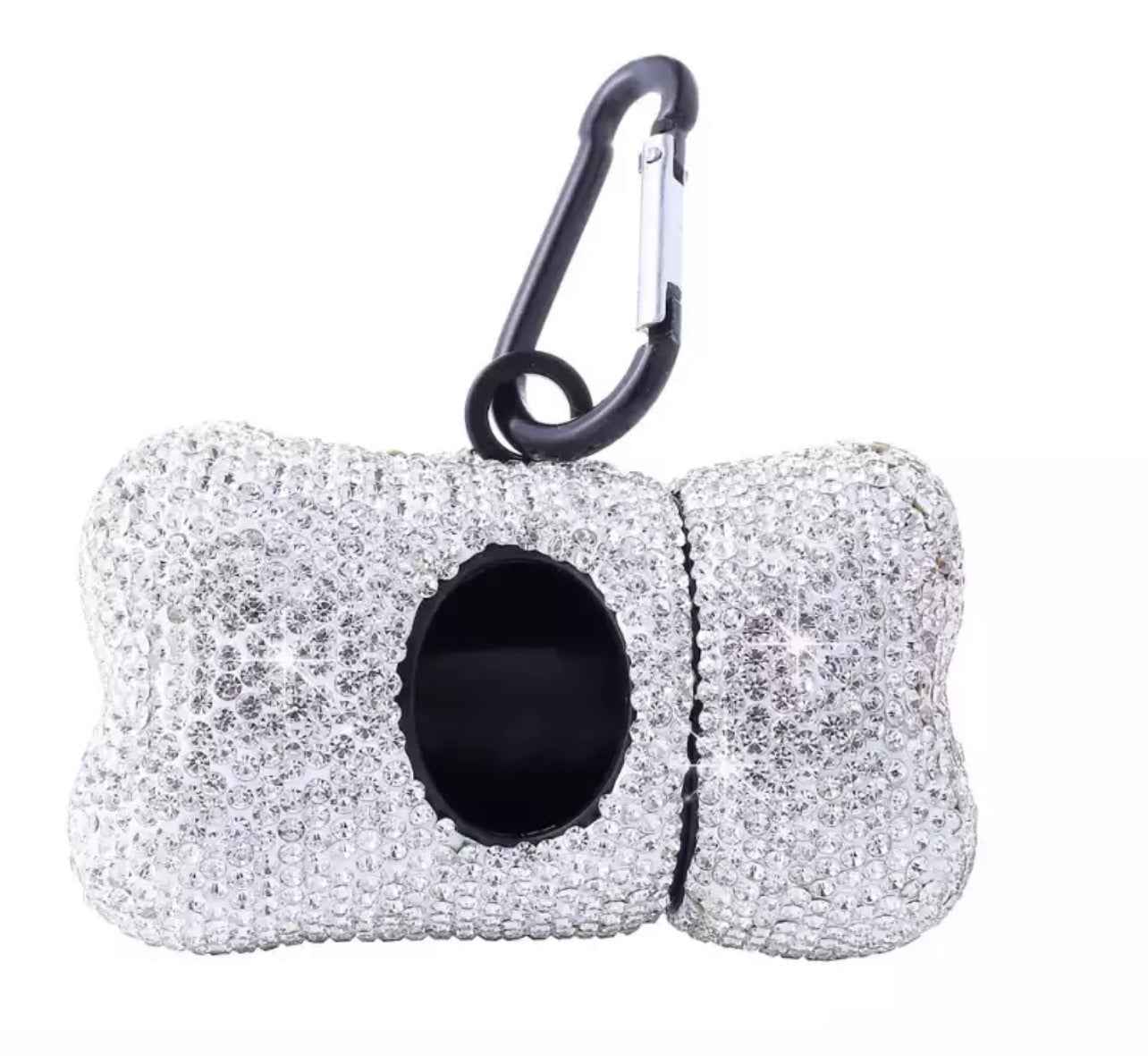Bling Rhinestone ABS Dog Poop Bag Dispenser - Silver