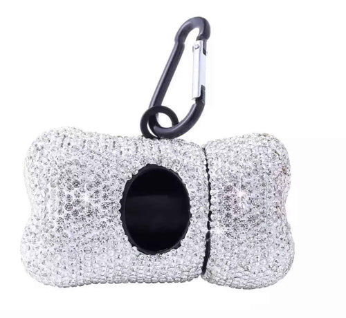 Bling Rhinestone ABS Dog Poop Bag Dispenser - Silver