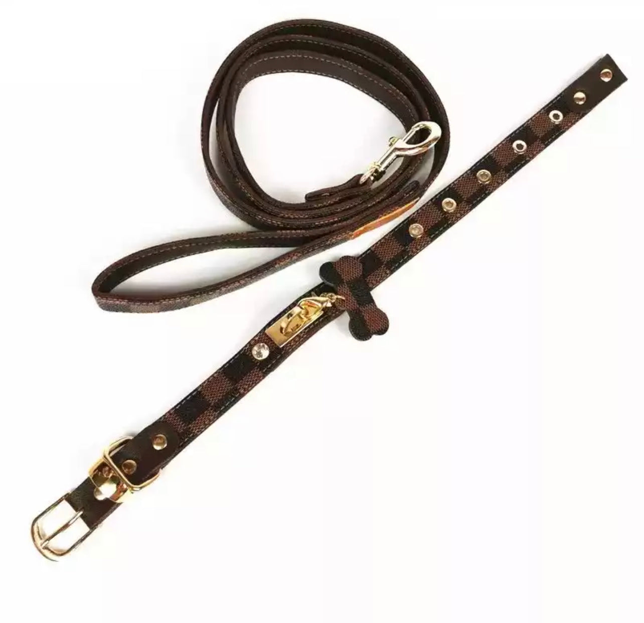 Brown Plaid Harness and Lead Set