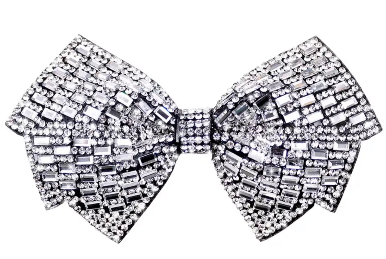 Rhinestone Bling Bow Tie - Silver