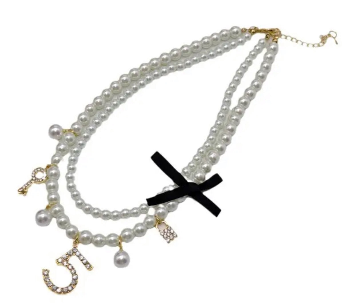 Dog Pearl Necklace - Gold