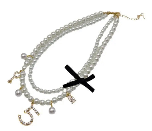 Dog Pearl Necklace - Gold