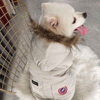 Faux Fur Collar Trim Dog Gilet - Cream