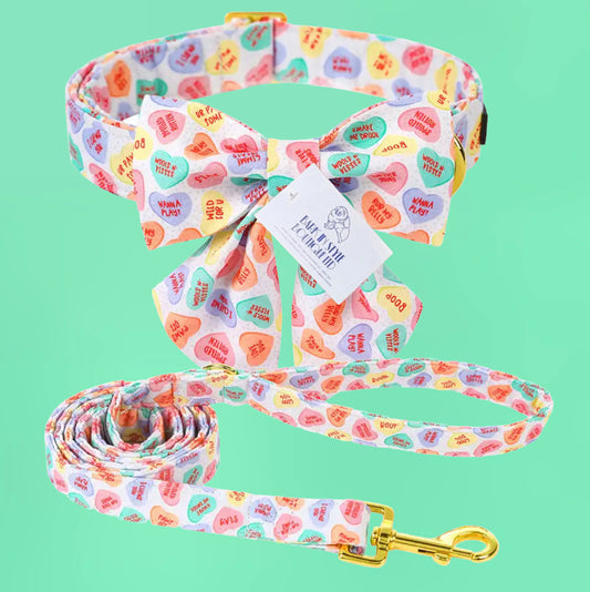 Woof & Kisses Sailor Bow Collar and Lead - Multi