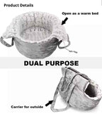 Crushed Velvet Pet Carrier - Grey