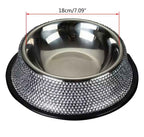 Rhinestone Stainless Steel Dog Bowl -Single