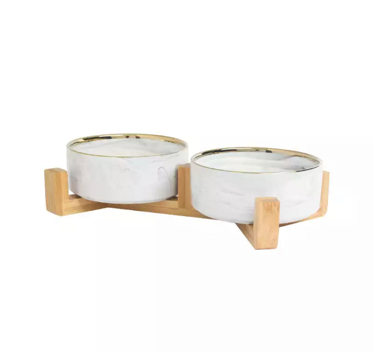Ceramic Twin Bowl - Marble Gold