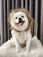Faux Fur Collar Trim Dog Gilet - Cream