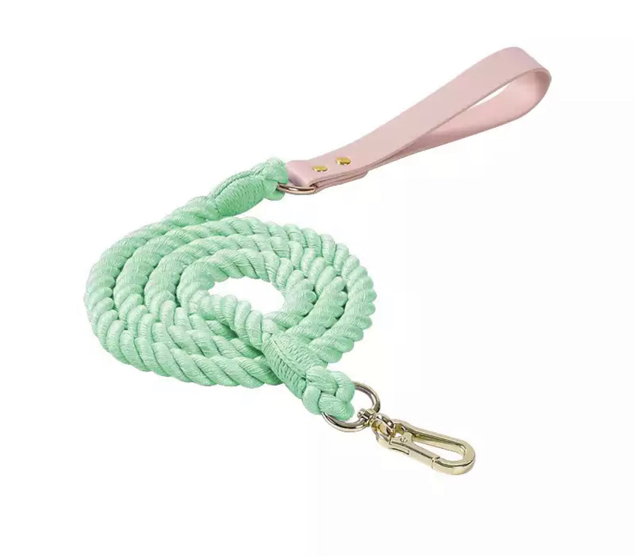 Pink/Tiffany Green Rope Collar and Lead Set