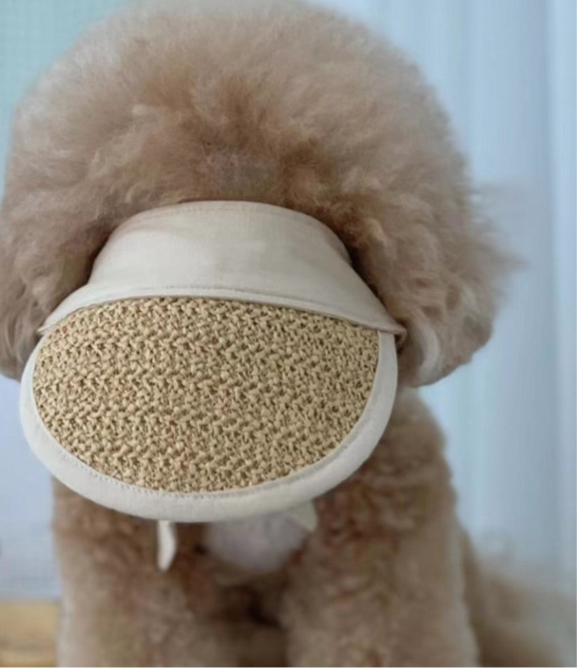 Basket Linen Weave Dog Visor Hat - Beige