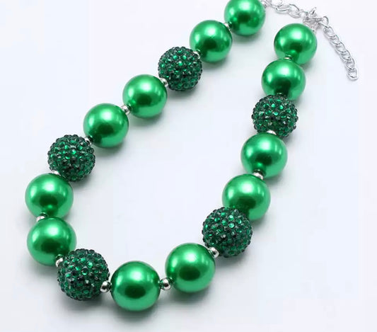 Rhinestone Chain Beaded Dog Necklace - Emerald