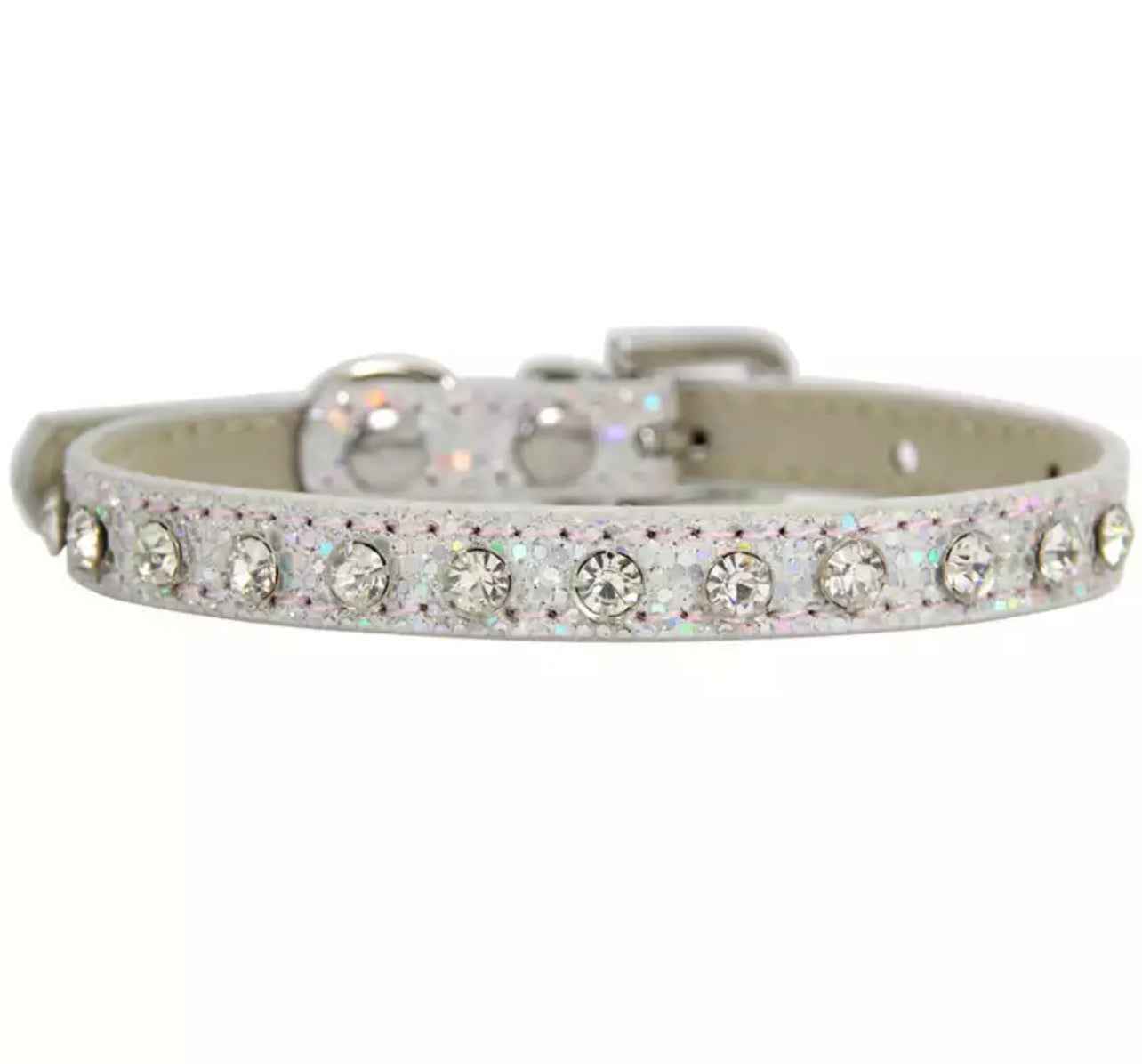 Rhinestone Silver Dog Collar