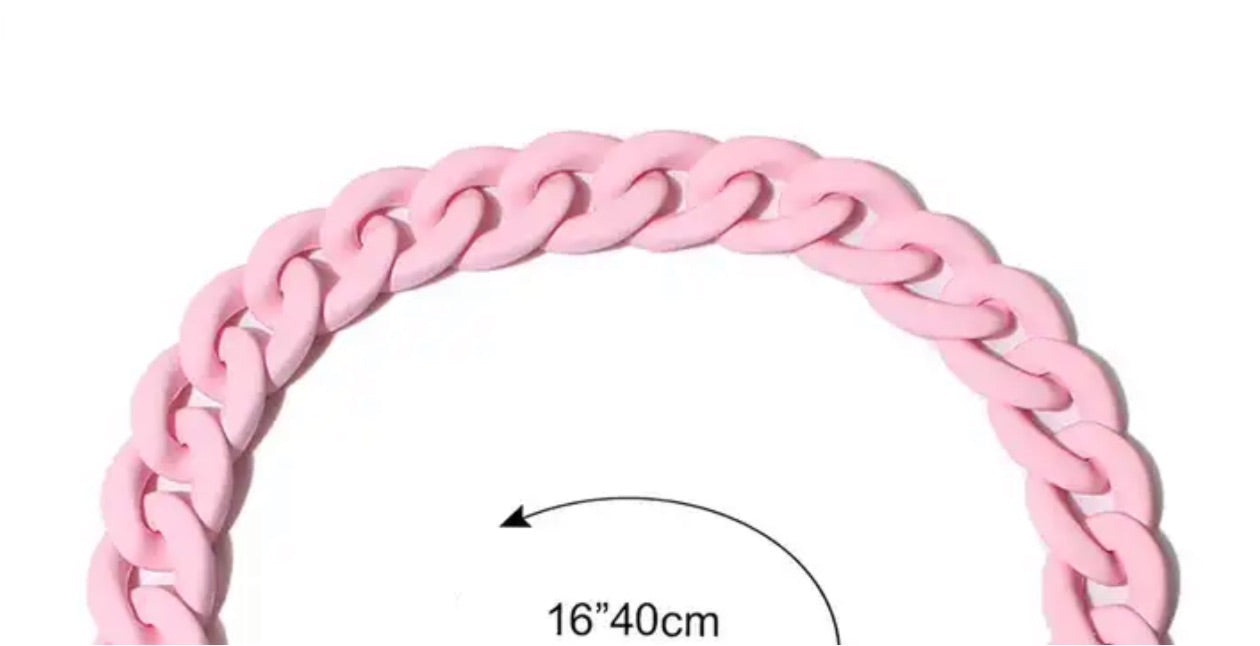 Dog Chain Style Necklace - Pink