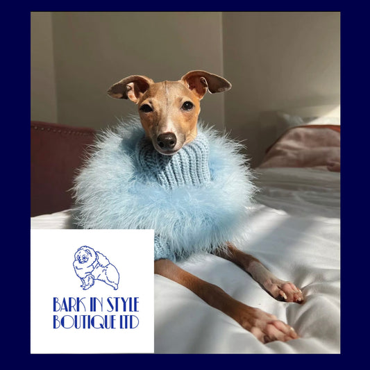 Faux Feather Knit Jumper - Blue