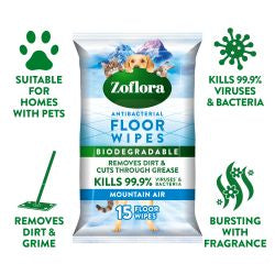 Zoflora Pet Biodegradable Antibacterial Floor Wipes 15