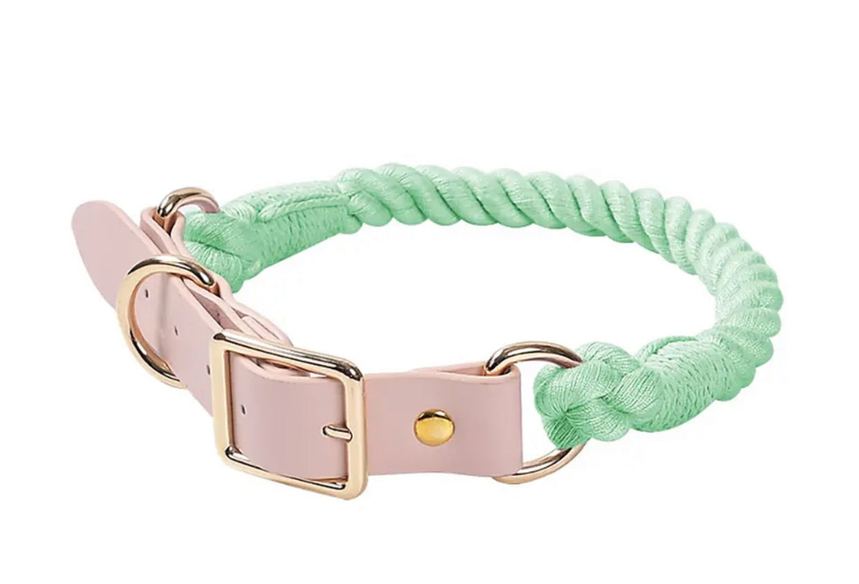 Rope Dog Collar - Light Green