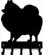 Pomeranian Dog Key Hook Wall Fitted Organiser - Black