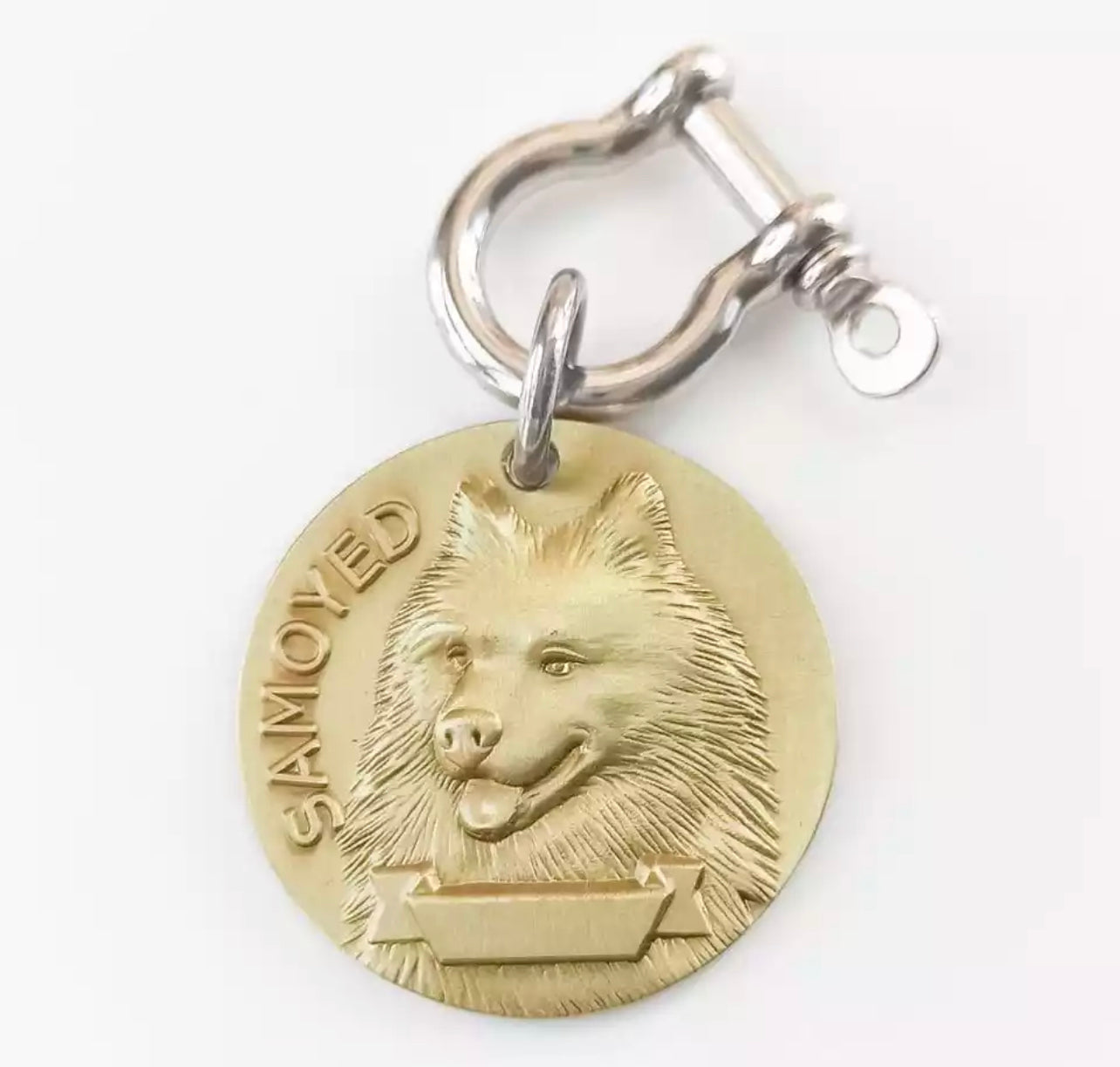 Personalized Brass Dog ID Tag 3D Model Samoyed