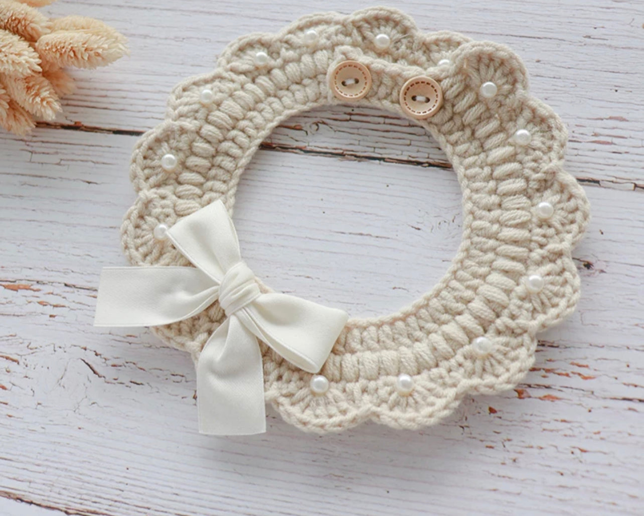 Crochet Pearl Collar - Gold/Silver
