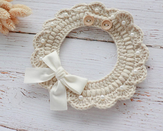 Crochet Pearl Collar - Gold/Silver