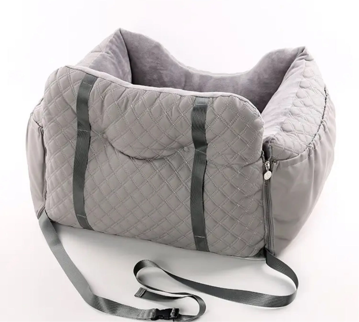 Quilted Dog Car Seat Carrier - Grey