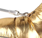 Peplum Metallic Light Reflective Faux Fur Trim Jumpsuit Coat - Gold