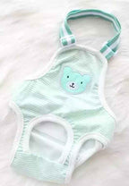 Striped Teddy Bear Female Season Suit - Mint