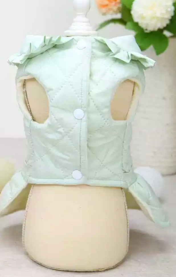 Ruffle Neck Jacket with D Ring - Mint
