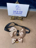 Hair Bow and Collar Set - Beige