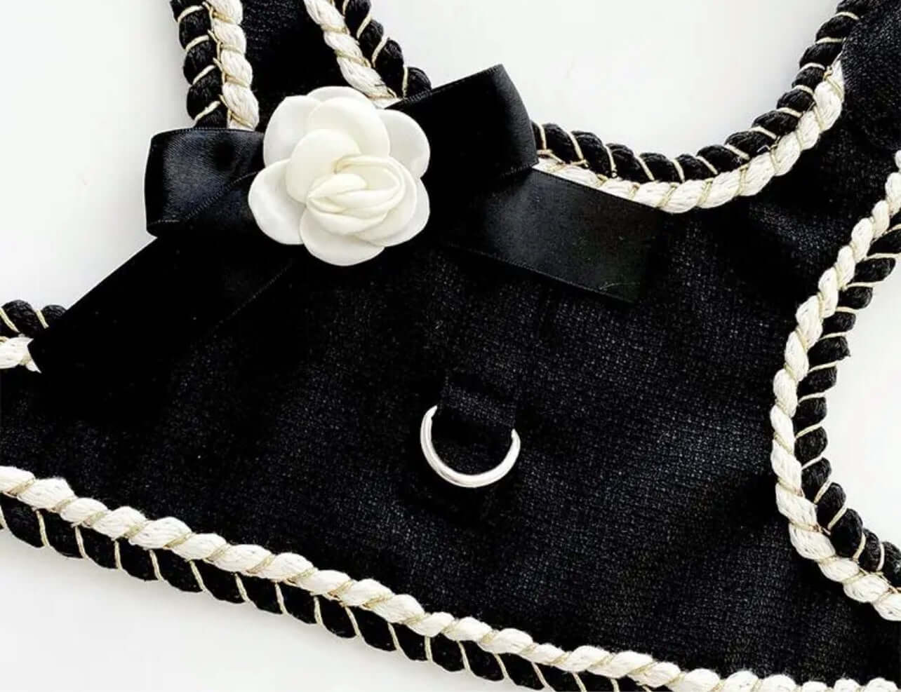 Camellia Textured Tweed Harness and Lead Set - Black