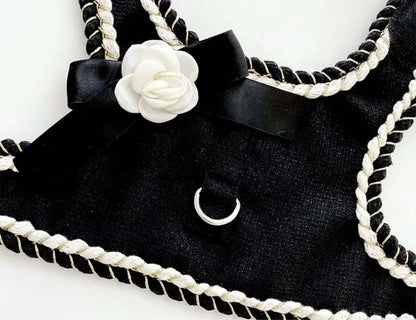 Camellia Textured Tweed Harness and Lead Set - Black