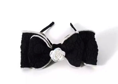 Bow Dog Headband -White/Black