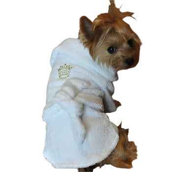 White Gold Crown Cotton Dog Bathrobe