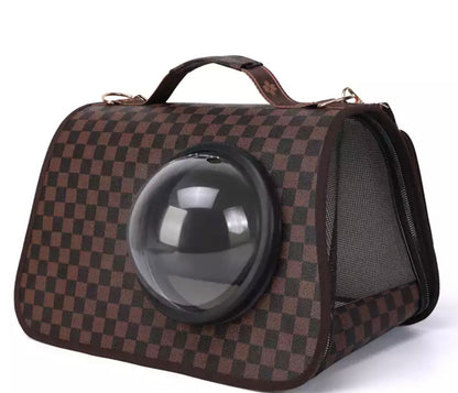 Pet Carrier with Window - Cream/Brown
