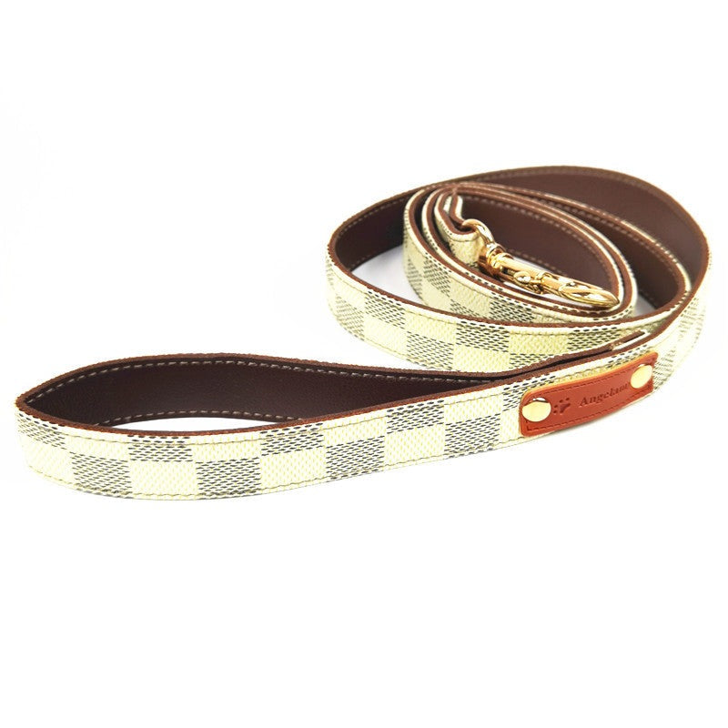 Plaid Harness and Lead Set - Cream