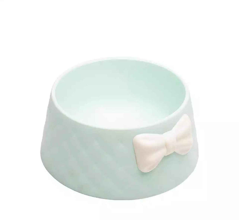 Bow Dog Food Bowl - Mint/Grey