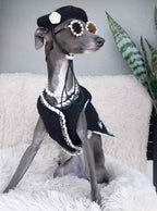 Tweed Style Dog 5 Jacket & Hat Set - Black