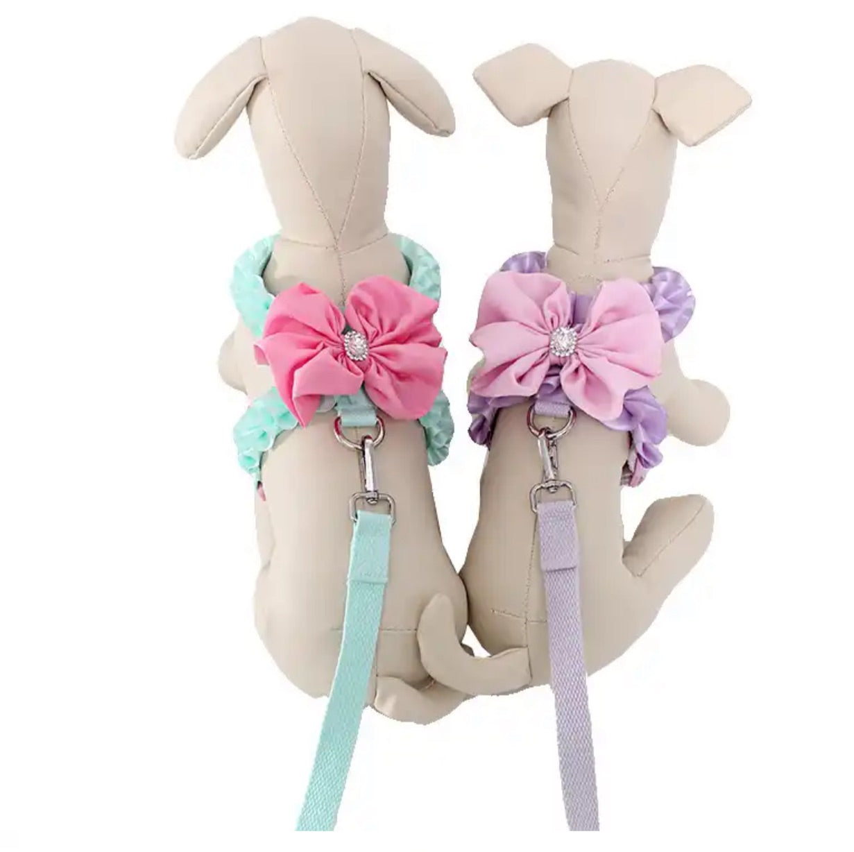 Ruffle Harness and Lead Set - Mint/Pink