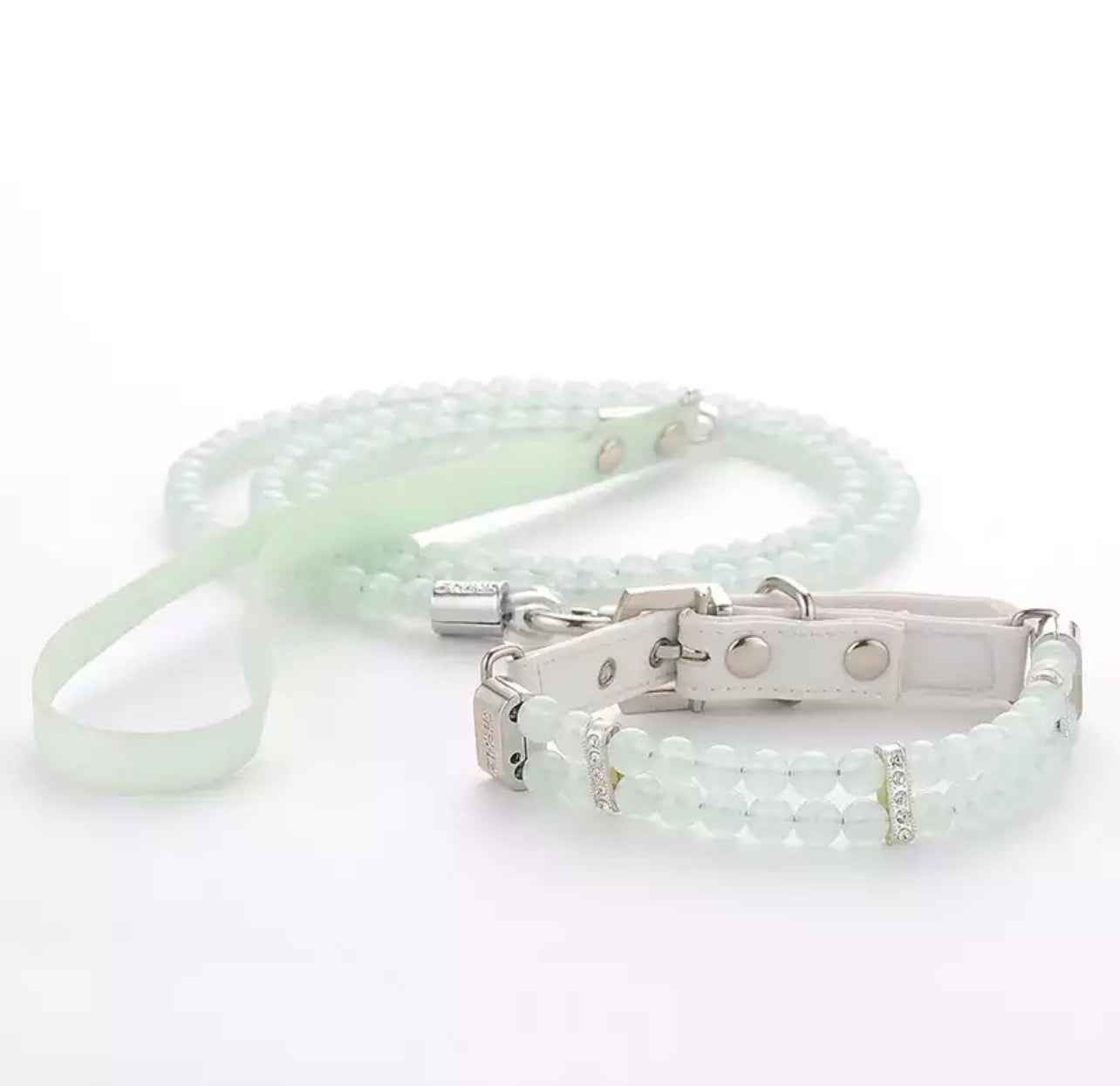 Glow In The Dark Pearl Collar and Leash Set