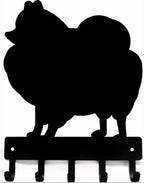 Pomeranian Dog Key Hook Wall Fitted Organiser - Black
