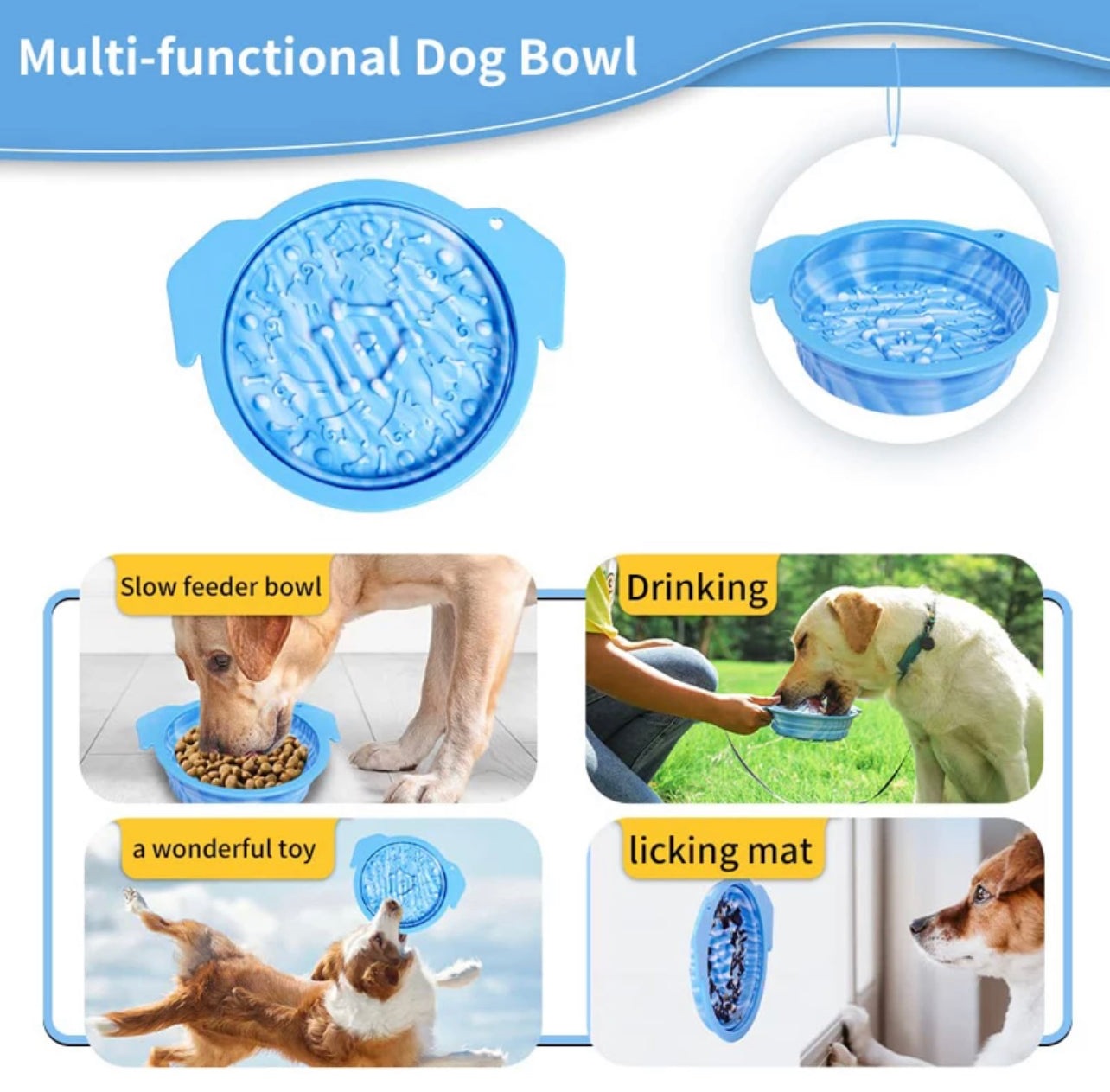 Multifunctional Portable Dog Bowl - Blue