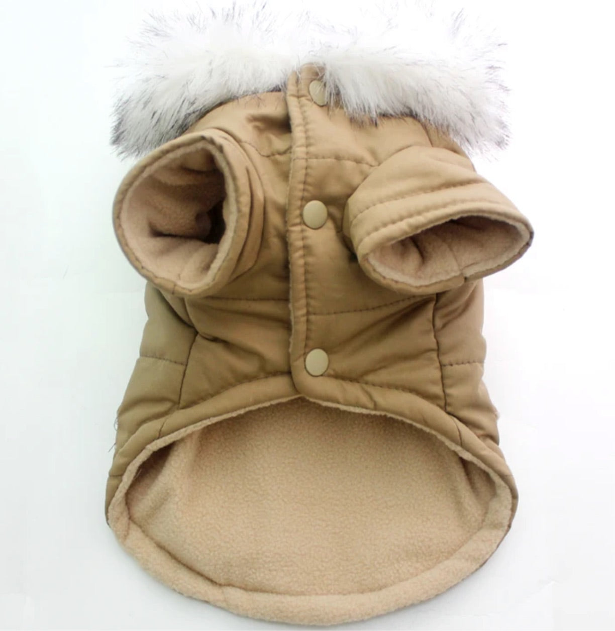 Duffle Coat with Faux fur Trim Hood - Camel