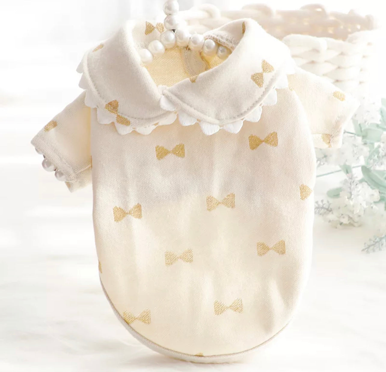 Sparkle Bow With Collar Top - Gold